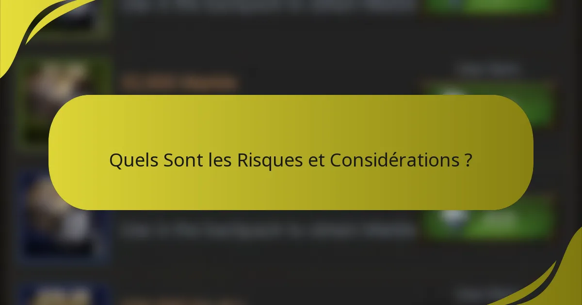 Quels Sont les Risques et Considérations ?